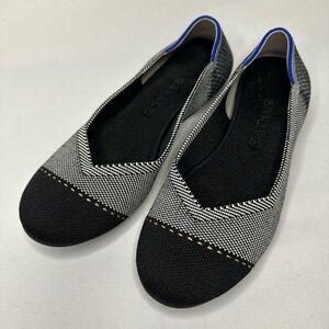 Rothy’s The Flat Knit Grey Mist White Black Captoe Women’s Size 7